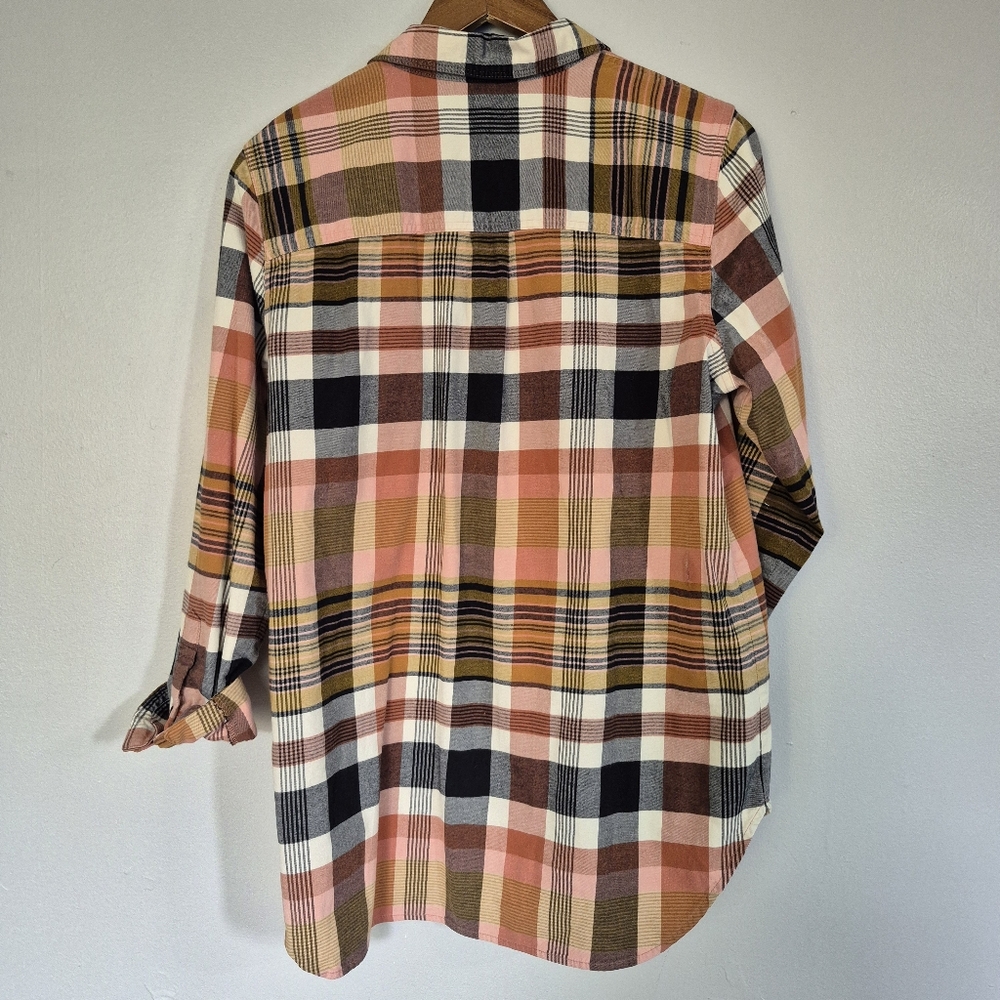 Madewell Ex Boyfriend Button Down Plaid Flannel Shirt Size Large - Picture 5 of 9